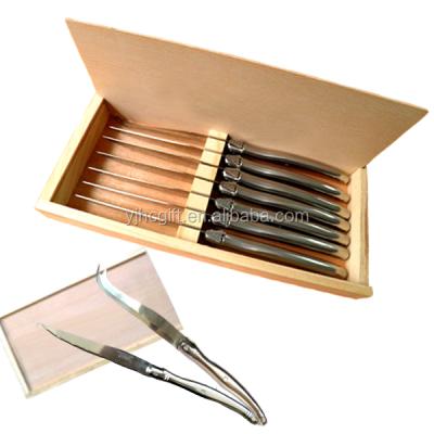 China High quality hot-sale stocked 7pcs stainless steel laguiole steak knives in wooden box for sale