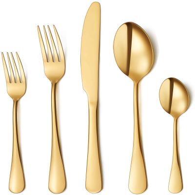 China Sustainable Silverware Flatware Cutlery Set, Stainless Steel Utensils Service for 4, Include Gold Knife/Fork/Spoon for sale