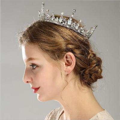 China Phone Line Form Luxury Princess Crystal Big Wedding Silver Tiara Crown For Bride Headbands Wedding Hair Accessories for sale