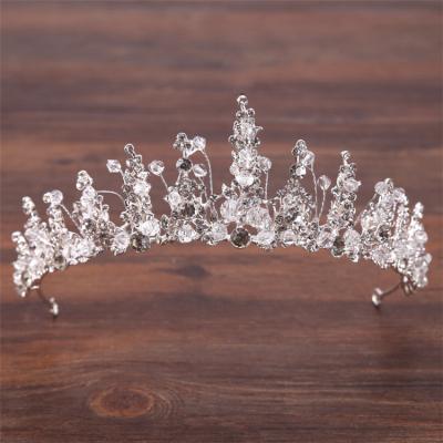 China Phone Line Silver Crystal Princess Bridal Tiara Wedding Headband Hair Crown Birthday Tiaras Shape Rhinestones for sale