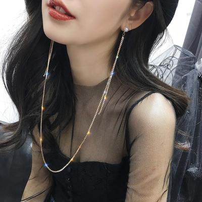 China Shinny Stone Dangle Stud Earrings Kaimei 2019 Fashion Jewelry Women Hot Seller Full Diamonds Integrated Crystal Hanging Long Tassel Drop Earrings Necklaces Sets for sale