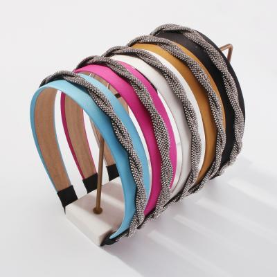 China European and American style simple headband 2022 female candy color diamond-studded wrap multiple hair accessories rhinestone crystal headbands for sale