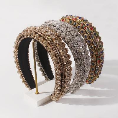 China 2022 European and American hair band accessories female baroque luxury luxury hair style diamond studded headdress crystal glass diamond stone hair accessories for sale