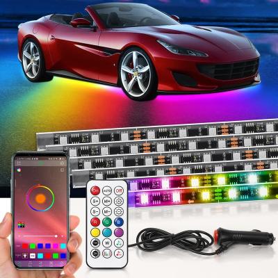 China 256 Chasing Effect Modes Dream Color Car Underglow Light Chasing RGBIC RGB Led Strip APP Remote Control Underbody Neon Light Under Glow Lights for Car for sale