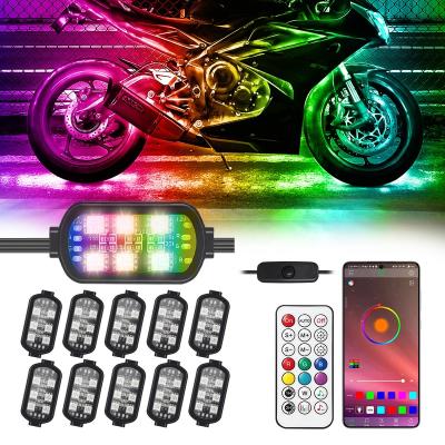 China Brake Light 10PCS Moto Light Motorcycle Aux LED Lights Strip with Brake Turn Signal Function Wheel Lights Mdl for sale