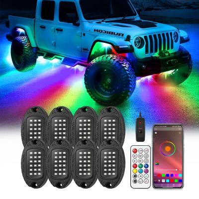 China 256 Chasing Effect Modes 8/10/12/14/16/18 Pods Rock Lights for Trucks Multi Xolor MultiColor Waterproof APP Control Music Mode for sale