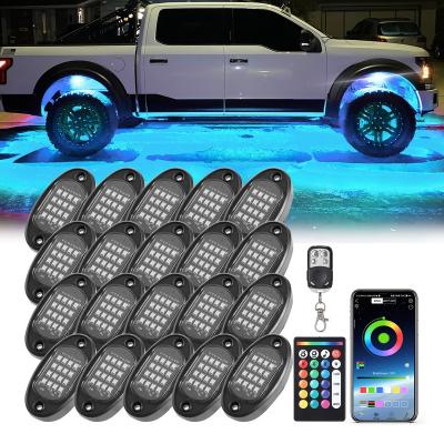 China Dual Zone Control 20 Pods RGBW Rock Lights for Trucks 12v APP Control Car Light accessories Car accessorized IP68 Waterproof for sale