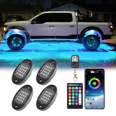 China Dual Zone Control 4/6/8/10/12 Pods Rock Lights APP Controller Waterproof 12 Volt For Mini Truck Atv 4x4 Off Road Truck SUV for sale