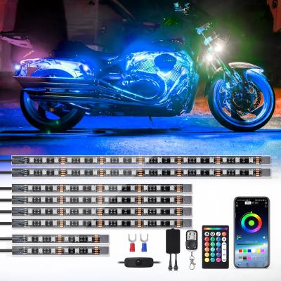 China Brake Light 8PCS Bike LED Light Motorcycle Waterproof LED Light Motorcycle APP Remote Control Motorcycle Accessories LED Lights for sale