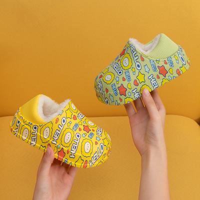 China Durable 2021 Color Print Baby Cotton Shoes Plush Female Skin Friendly Winter Thick Warm Indoor Children's Cotton Slippers for sale