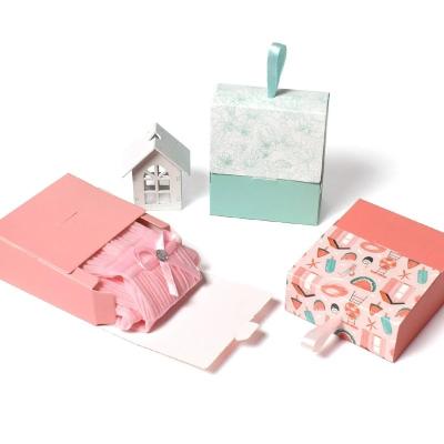 China Recyclable Custom Pink Green Wedding Bridesmaid Cardboard Drawer Sweet Paper Gift Box for sale