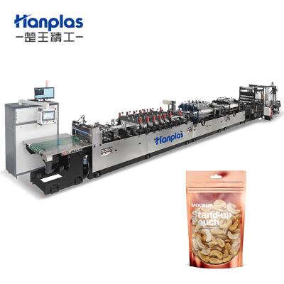 China High Speed ​​Factory HP-L-2TZP 2 Lanes Three Side Sealing Stand-up Zipper Pouch Doypack Bag Making Machine for sale