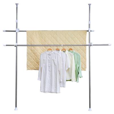 China (Other) LEEKING Adjustable Wholesale Multifunctional Durable Balcony Floor Standing Clothing Display Racks Hangers for sale