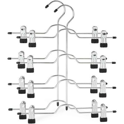 China LEEKING Multifunctional Factory Wholesale Space Saving 4 Layers Metal Pants Hanger Clips for sale