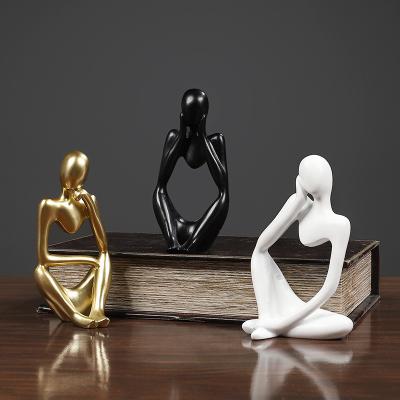 China Custom Modern Home Decor Modern Home Office Desk Resin Abstract Sculpture Figure Figurine Human Figurines Subtract Sculpture Gold Resin Home Decoration for sale