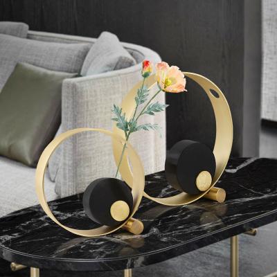 China Metal Decor Home Ornaments Opening Housewarming Gifts Decoration Modern Furnishings Lights Luxury Creative Circle Ornaments Metal Minimalist Marble Living Room Decorations Home Accessories for sale