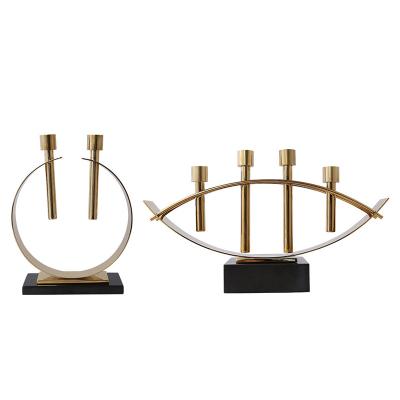 China Modern Home Decoration Candlestick Gold Candlestick Decor Living Room Stainless Steel Arts and Crafts Candle Holders for sale