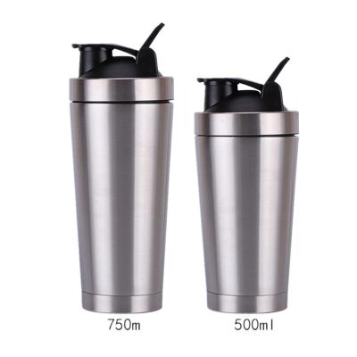 China Wholesale Gym 25oz Stainless Steel Viable Sport 750ml Custom Water Bottle Shaker Bottle With Shaker Ball for sale