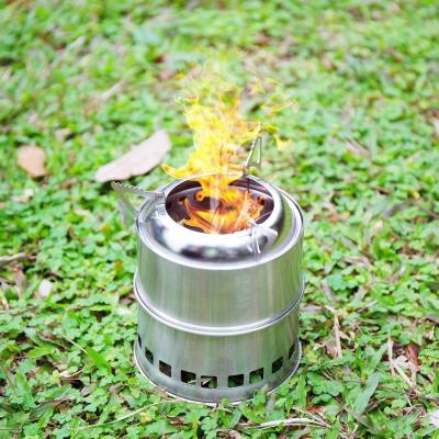 China Stainless Steel Portable Outdoor Cooker Stove Equipment Wood Burning Portable Stove For Increasing Camping for sale