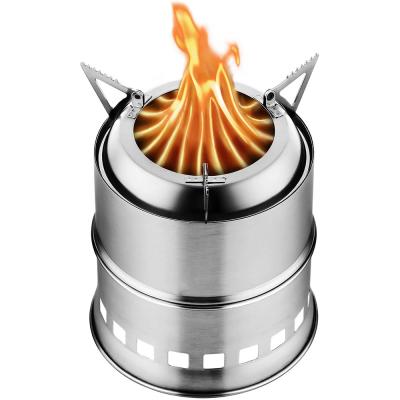 China Small Stainless Steel Camping Equipment Camping Stove Outdoor Portable Camping Outdoor Cooker Portable Wood Burning Stove for sale