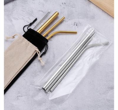 China DURABLE New Product 304 Stainless Steel Metal Metal Straw Cover Set Tea Color Straw Manufacturers Direct Sales With Brush And Straw Bag for sale