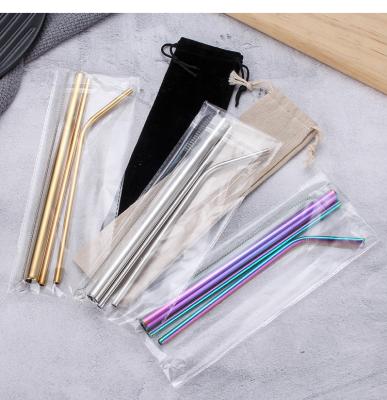 China Durable Resusable 304 Stainless Steel Metal Straws Set Cocktail Drinking Straws Brush For Cup Tumbler for sale