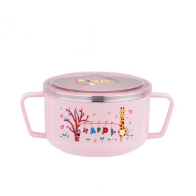 China Traditional Stainless Steel Baby Food Grade Bowl Baby Products Baby Feeding Bowl With Two Handles for sale