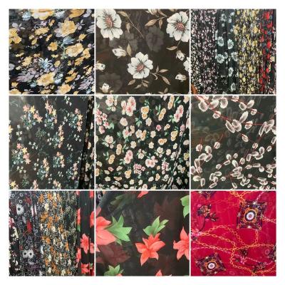 China Stain Resistant Chinese Textiles New Simply Arrive Floral Lightweight Crepe Chiffon Lot Stock Fabric for sale