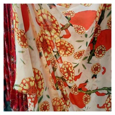 China Stain Resistant Soft-Feel Stock Pearl Chiffon Printed Fabric 100%Polyester Stock Lot For Women's Dress Stock Fabric for sale