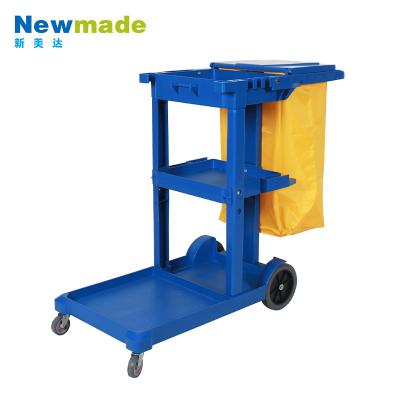 China Multifunctional Plastic Doorman Cart Hotel Hospital Trolley Housekeeping Cleaning Service Trolley 119x52x96CM for sale