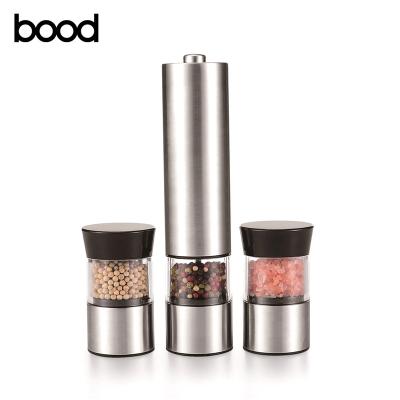 China Viable 3 in 1 electric salt and pepper mill grinder set more extra spice containers are available for sale