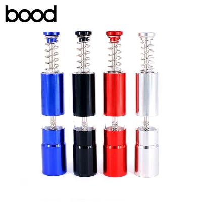 China Durable Mini Portable Solid Aluminum Thumb Pump Good Quality Salt And Pepper Mill Manual Grinder for sale