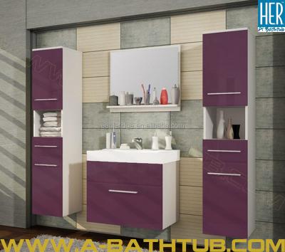 China Bathroom Furniture Set CHINA MADE COMBINED WENGE TO COLOR MDF BATHROOM FURNITURE WITH MIRROR for sale