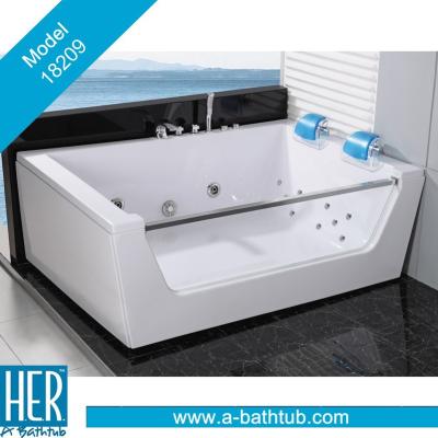 China Indoor Hydropathic Tub Bathtub, Couples Seat Massage Bathtub, SS Framed Glass Massage Bathtub for sale