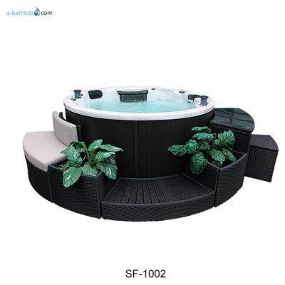 China Eco - Friendly Synthetic Rattan Furniture Round Edging For SPA for sale