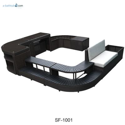 China Eco - Friendly Square Surround Rattan Furniture For Hot Spa for sale