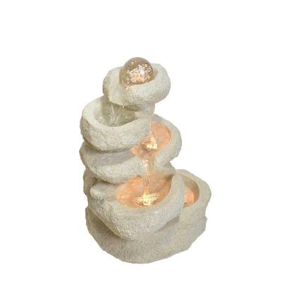 China Artificial Indoor Tabletop Ornaments Feng Shui Waterfall Fountain Europe Mini Resin Rock Garden Waterfall Water Fountain for sale