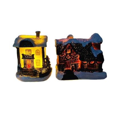 China Europe Christmas resin crafts led lighted house Christmas village houses resin Christmas village decoration supplies for sale