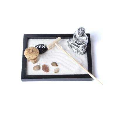 China Zen Sand Garden Desktop Gift Resin Desk Crafts Mini Yoga Zen Garden Kit For Europe Office DIY Meditation Desk for sale