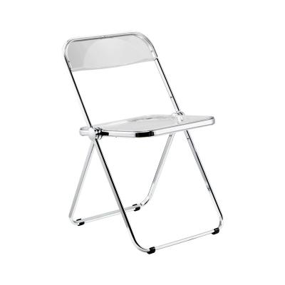 China Xingsheng Chair Crystal Stool Nordic Foldable Home Clear Plastic Backrest Acrylic Folding Dining Chair for sale