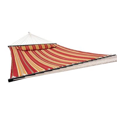 China Factory direct 2 person hammock adult lengthen and thicken fabric quilted outdoor hammock with spreader bars for sale