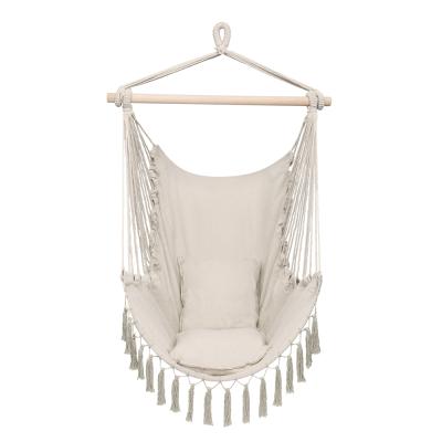 China Modern Outdoor Adult Cotton Polyester Tassel Hammock Swing Chair Hammock Recliner Indoor Swing Chair for sale