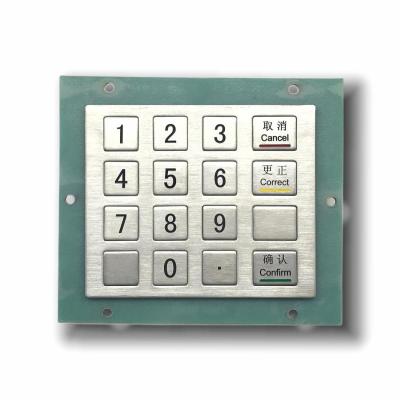 China IP65 / IK07 Mini-Edelstahl-Tastatur, wasserdicht, staubdicht, vandalische Abwehr 16 Tasten Metall-Industrielle Numerische Tastatur USB 232 485 Hinterplatte montiert bei -40°C zu verkaufen