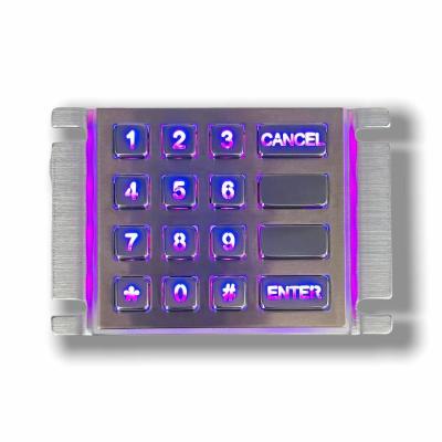 Chine Interface USB en acier inoxydable 16 touches clavier rétroéclairé clavier numérique industriel avec lumière personnalisée à vendre