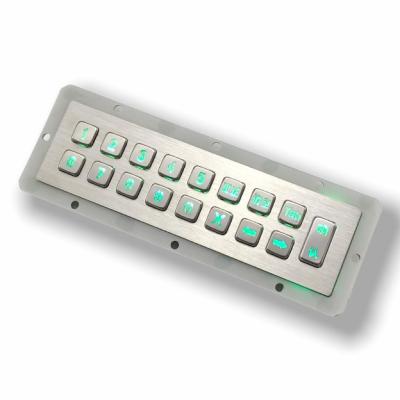 China IP65 / IK07 Waterproof USB Stainless Steel 17 Keys Backlit Keypad Industrial Numeric Keypad With Backlit Rear Panel Mounted -40℃ for sale