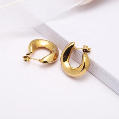 China FASHIONABLE Hot Sale Circle Jewelry Vintage Stainless Steel Geometric 18K PVD Gold Plated Circle Stud Earrings For Women Men for sale