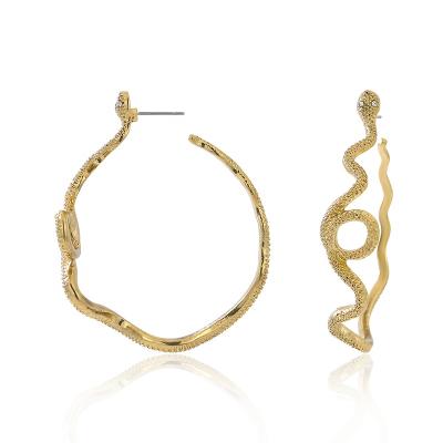 China Wholesale Hiphop Big Snake Hoop Earrings Gold Plated Snake Animal Shape With Eyes Jewelry for sale