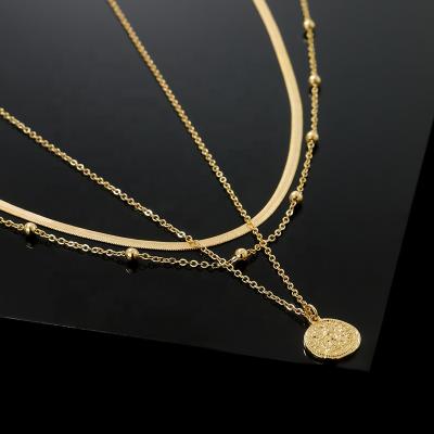 China FASHIONABLE Handmade Choker Necklaces Coin Layered Tasty Layered Multilayer Adjustable Layering Chains Gold Plated Necklaces Set Women for sale