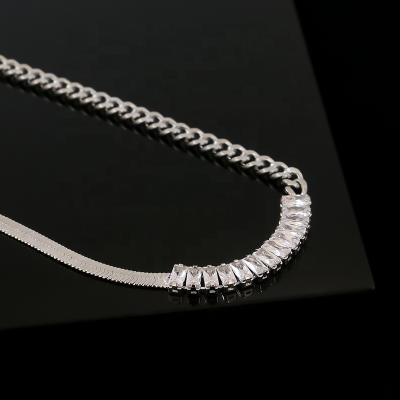 China FASHIONABLE Chain Muti Snake Choker Necklace Punk Cuban Crystal Rhinestone Link Chain Pendant Flat Chain Necklace for sale