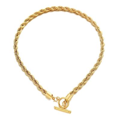 China Real Classic 18k Rope Chain 6mm Gold Plated Stainless Steel Men Chains Toggle Necklace Women Chains Jewelry for sale